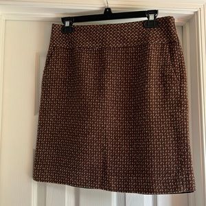 Loft brown/maroon plaid skirt
